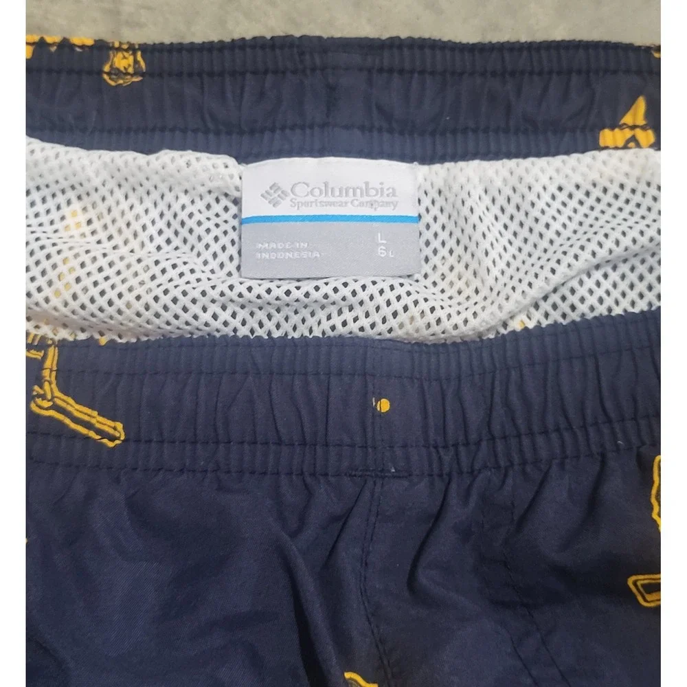 Mens Columbia PFG WVU West Virginia Mountaineers Swim Trunks Large 6
